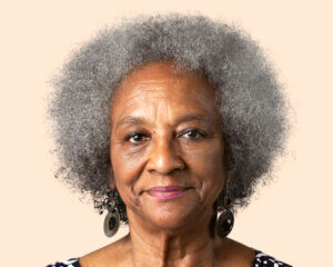 smiling african senior woman face portrait